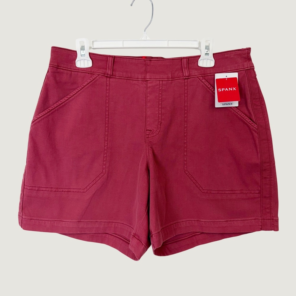 NEW Spanx Pull On Stretch Twill Shorts Women's XL Wild Rose Pink 6"